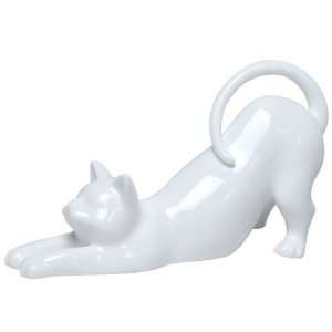  Cat Stretching Porcelain Sculpture