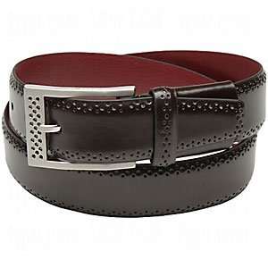   Edge Perforated Shoe Matcher Leather Belt Brown 40