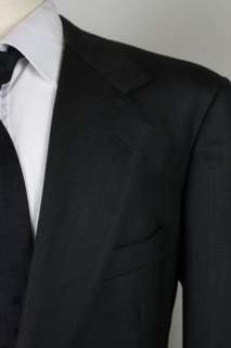 Southwick Black Pinstripe Wool 2pc Business Suit 42 L  