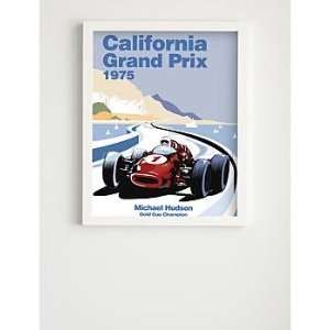  race car grand prix framed art   white frame