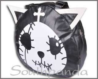 P038NP Black Jumbo Cat Punk Lolita Tote Shoulder Bag  