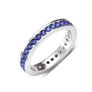   AA+ Clarity,Blue Color) Channel Set Eternity Band in Palladium.size 5