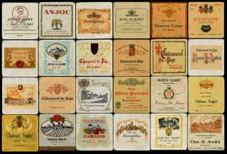 24 Vintage Wine Labels on Tumbled Marble for Cellar  
