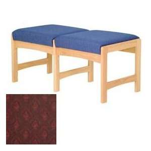  Two Person Bench   Light Oak/Burgundy Arch Pattern Fabric 