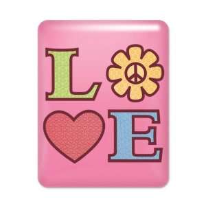   Hot Pink LOVE with Sunflower Peace Symbol and Heart 