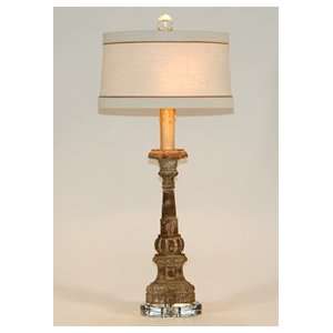  Aidan Gray Chaumont Carved Candle on Lucite Table Lamp 