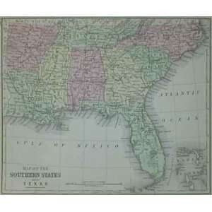  Mitchell 1885 Antique Map of the Southern States