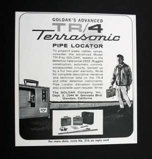 Goldak TR 4 Terrasonic Pipe Locater 1967 print Ad  