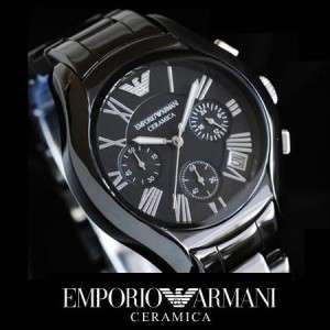   EMPORIO ARMANI GENTS BLACK CERAMICA EA Chronograph WATCH Chrono  