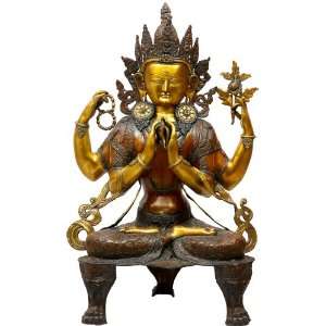  Chenrezig (Shadakshari Lokeshvara)   Brass Sculpture