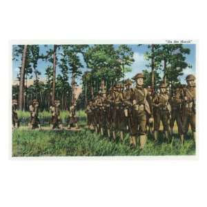  View of Soldiers in Formation Marching Giclee Poster Print 