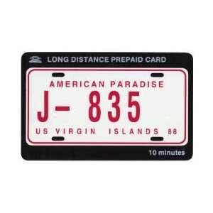  Collectible Phone Card U.S. Virgin Islands License Plate 