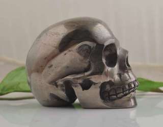 Iron Stone Carve Gemstone Skull Crystal Figurine 3.2  