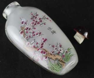 CHINESE “plum flower” INNER PAINTING GLASS SNUFF BOTTLE  