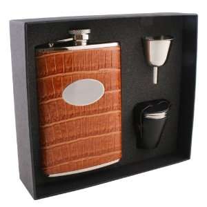  Visol Chouette Brown Leatherette 8oz Deluxe Flask Gift 