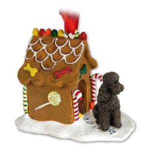  Poodle Sport Cut Gingerbread House Ornament   Brown
