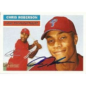 Chris Roberson Signed Phillies 2005 Topps Heritage Card