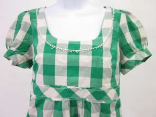 JUICY COUTURE Green Checkered Short Sleeve Blouse Top 4  