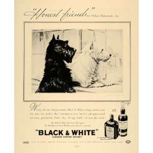  1936 Ad Black White Scotch Whisky Scottie Dog Alex Shaw 