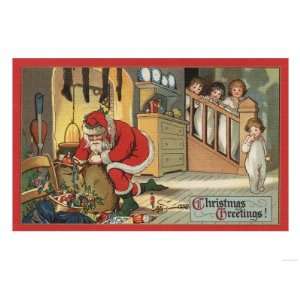 com Christmas Greeting   Santa Pulling Out Gifts Holidays & Greetings 