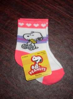  Peanuts Baby Snoopy & Baby Woodstock Socks   Pink 