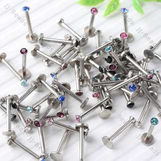 60pc Mix Color Czech Crystal Labret Lip Chin Monroe Ring Bars Body 