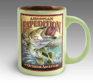 American Expedition Largemouth Bass 16 oz Vintage Stoneware Coffee Mug 