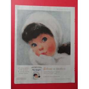   girl/furry mitten white as snow.) original vintage magazine Print Art