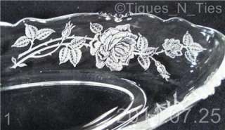 Heisey Waverly Etched Rose 12 Oval Celery/Relish Boat  