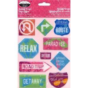    Spring Break Road Signs Dome Stickers Arts, Crafts & Sewing