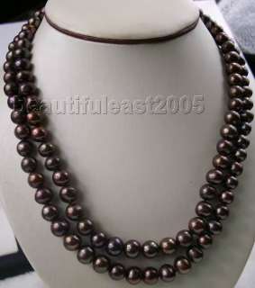 40lovely natural 8 9mm dark chocolate pearls necklace  