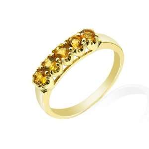  9ct Yellow Gold Five Stone Citrine Ring Size 6.5 Jewelry