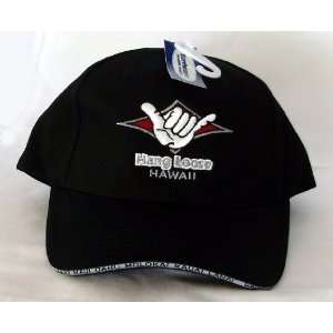  BLACK HAWAIIAN SHAKA (HANG LOOSE) BASEBALL CAP HAT 