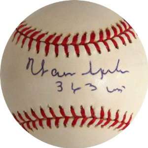 Autographed Warren Spahn Ball   with 363 Wins Inscription  