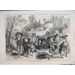 1876 War Harzegovinian Refugees Horse Dog Old Print 