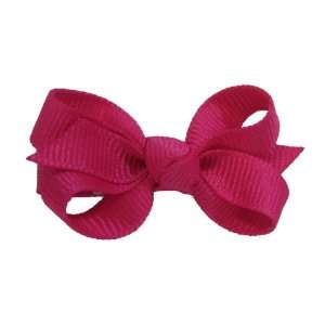 Hot Pink Small Solid Bow Hair Clip 