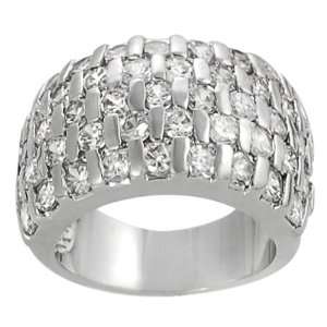    Tressa Silvertone Bar set Cubic Zirconia Dome Ring Jewelry