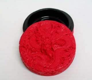 Red Cinnabar Round Jewelry Curio Box Dragon SE10 04  