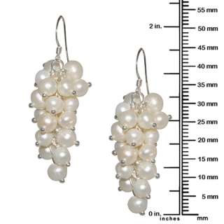 925 Sterling Silver White Freshwater Cultured Pearl 5 6mm Dangle 