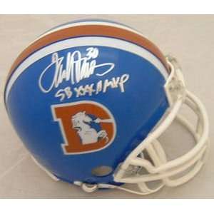  Terrell Davis Autographed Denver Broncos D Logo Mini 
