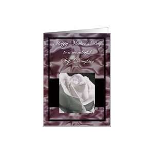  For Step Daughter Single White Rose Mothers Day Card 