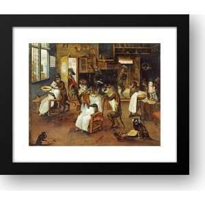  Singerie Monkey Barbers Serving Cats 24x21 Framed Art 