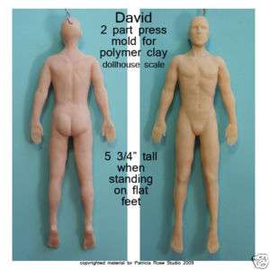 David male press mold for polymer clay by Patricia Rose  