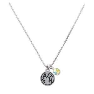 Faith in Circle Charm Necklace with AB Swarovski Crystal Drop [Jewelry 