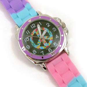 The Auction is for Purple/PinkSilicone Band Peace Sign Mood Dial Watch 