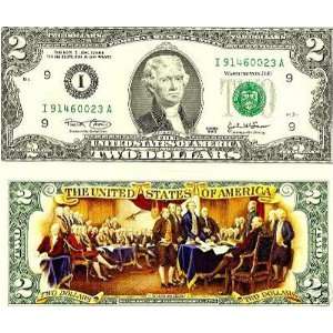  $2 Bill Colorized Legal Tender with Sleeve Everything 