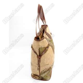   Map Faux PU Leather Tote Shoulder Bag Handbag Shoppers Purse  