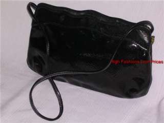   OCCASION PURSE Shiny Blk Patent Leather Clutch Handbag Shoulder bag