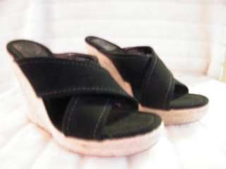 TORY BURCH SHOES WEDGES ESPADRILLE sandals black 9.5  