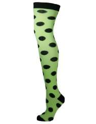    the Knee Thigh High Stockings Socks Large Polka Dots Lime, Size 9 11
